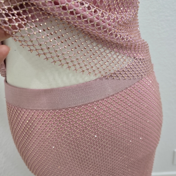 Aqua Co Ord Set Crystal Embellished Mesh Midi Skirt And Top Size Small - Picture 12 of 16
